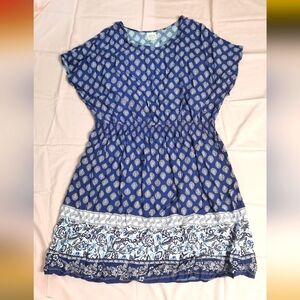 Bedford Fair Women's Blue Short Sleeve Dress 3XL